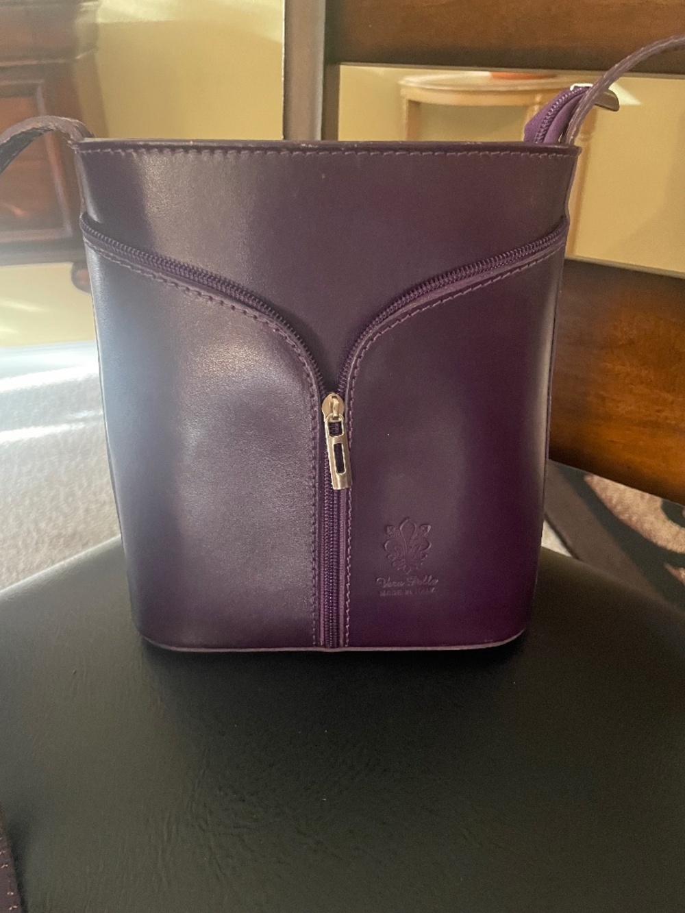 Vera Pelle Italian purple leather bag